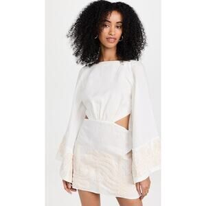 Johanna Ortiz Shared Present Mini Dress Long Sleeve Cut-out Ecru - 2